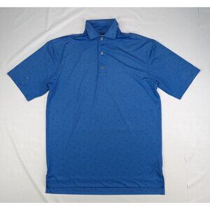 FootJoy FJ Polo Shirt Mens M Blue All Over Print Casual Athleisure Golf SS